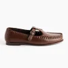 Alcover Supple Shiny T-Bar Loafer in Chestnut