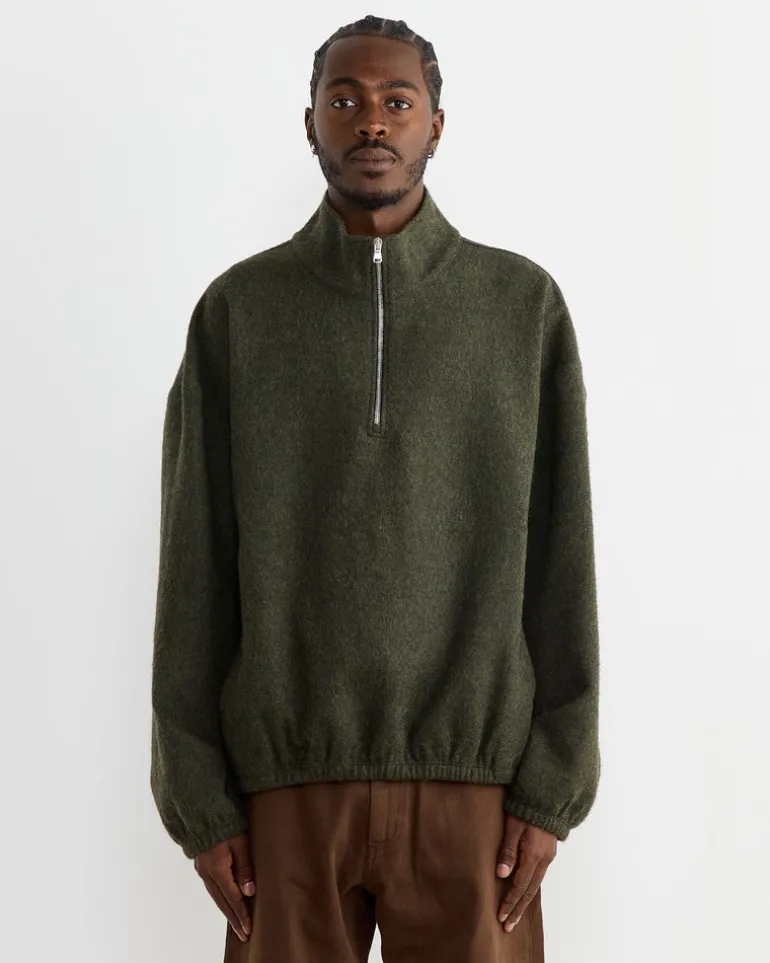 Alpina Pullover in Felted Wool Olive