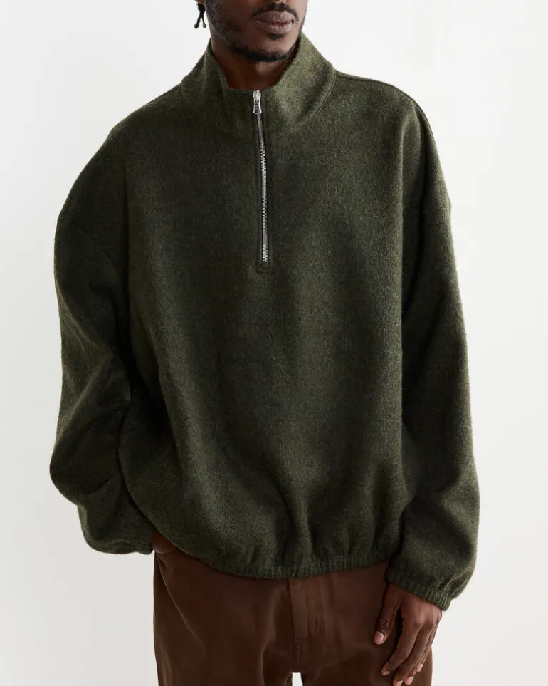 Alpina Pullover in Felted Wool Olive