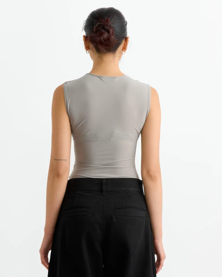 Aura Sleeveless Bodysuit in Aluminum