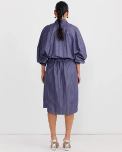 Belted Shirt Dress in Steel