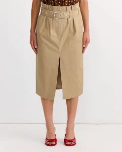 Belted Skirt in Beige