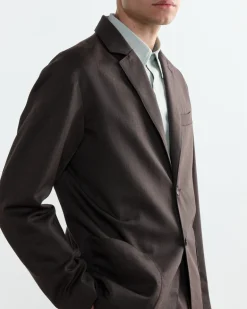 Blazer in Wool Gabardine Brown Mélange
