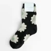 Blooming Daisy Short Crew Socks in Black