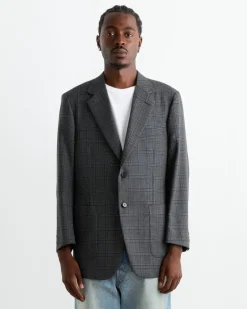 Bluefaced Wool Check Jacket in Charcoal