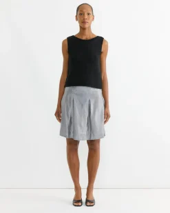 Boat Neck Knit Tank in Black