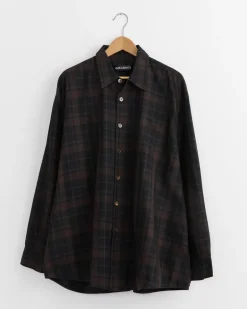 Borrowed Shirt in Black Sheer Shadow Check