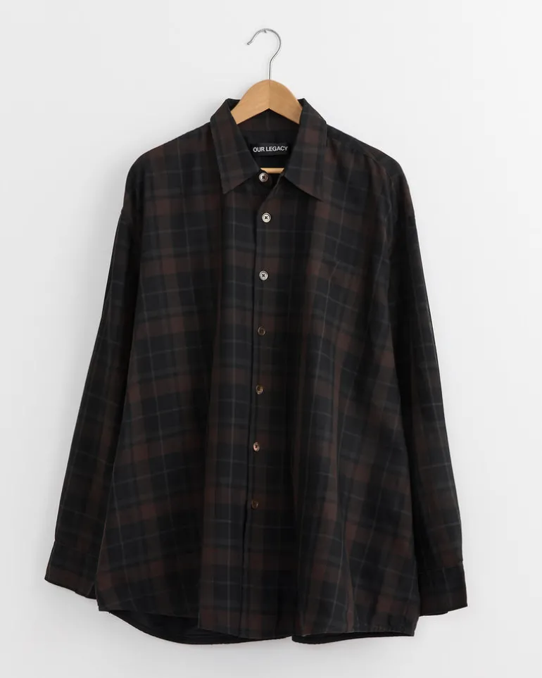 Borrowed Shirt in Black Sheer Shadow Check