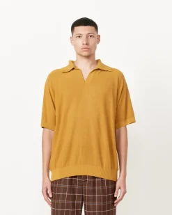Boxy Polo in Brown Yellow