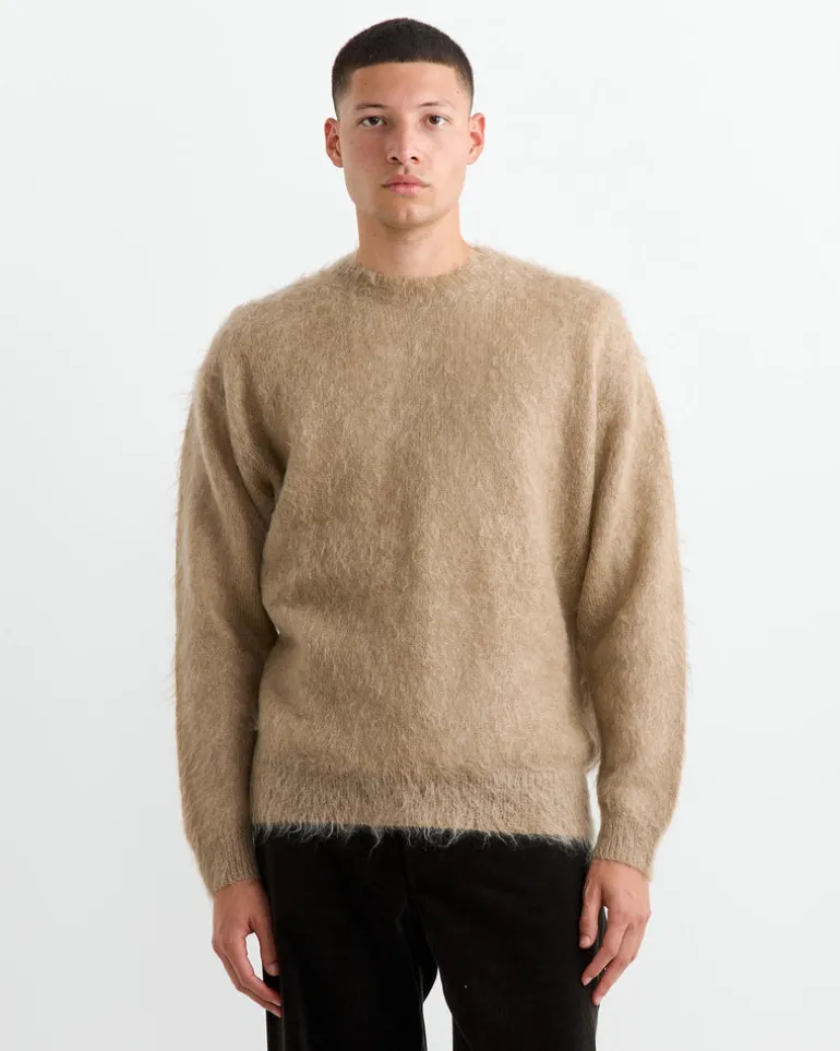 Brushed Mohair Pullover in Grey Beige