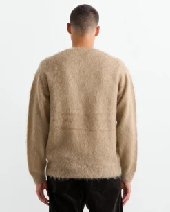 Brushed Mohair Pullover in Grey Beige