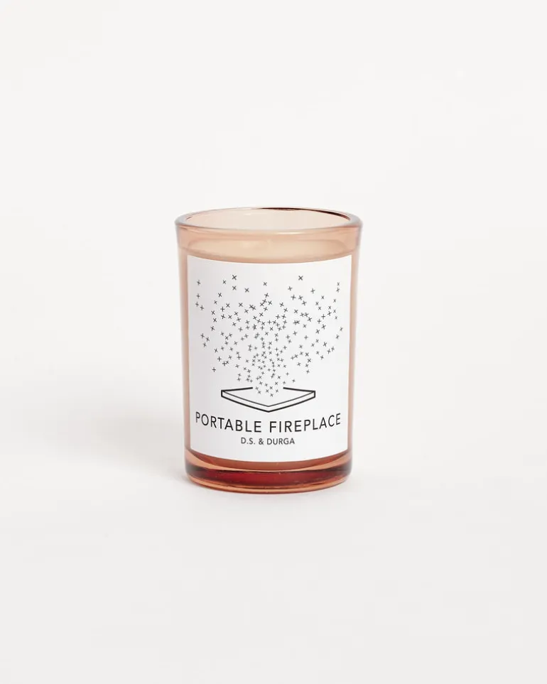 Candle in Portable Fireplace