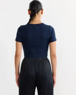 Car Crop Tee in Navy