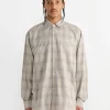 Check Oversized Down Pat Shirt in Taupe Grey