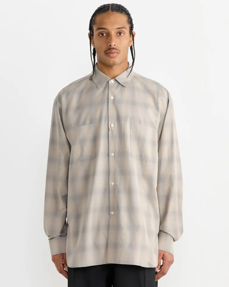 Check Oversized Down Pat Shirt in Taupe Grey