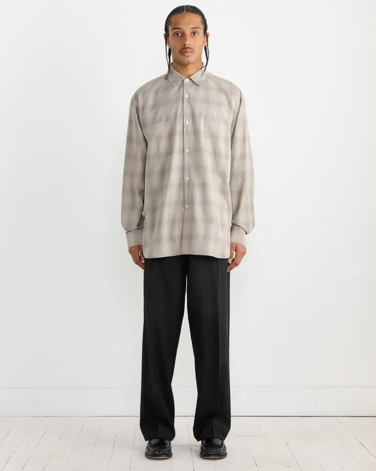 Check Oversized Down Pat Shirt in Taupe Grey