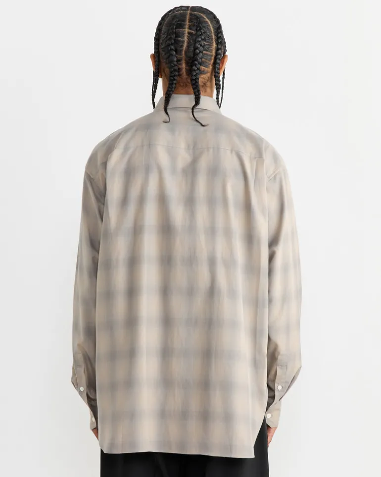 Check Oversized Down Pat Shirt in Taupe Grey