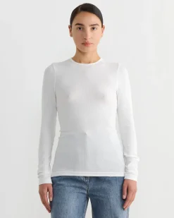 Circular Ribbed Crewneck Pullover in White