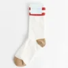 Collegiate Stripe Crew Socks in White
