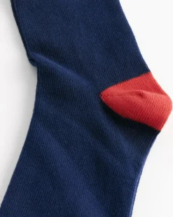 Collegiate Stripe Crew Socks in Navy