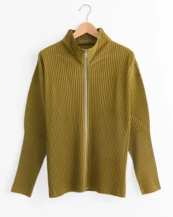 Color Pleats Jacket in Olive Khaki