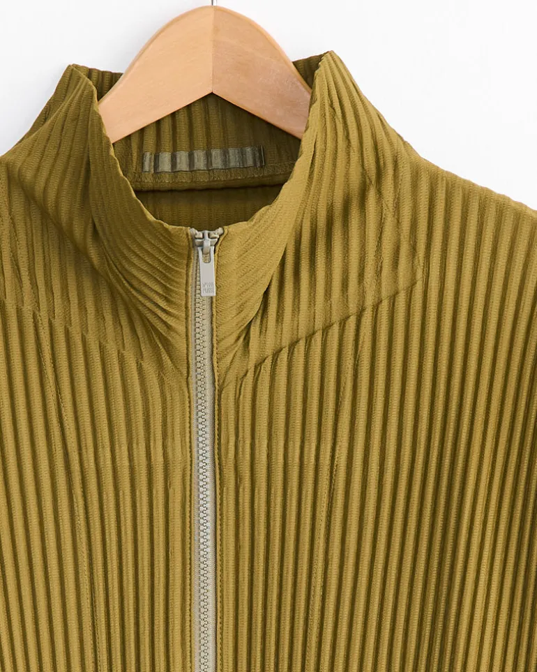 Color Pleats Jacket in Olive Khaki