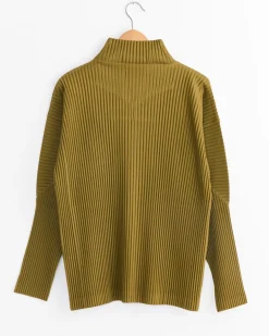 Color Pleats Jacket in Olive Khaki