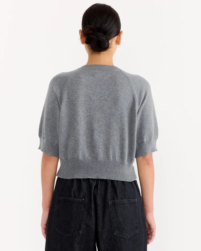 Cotton & Cashmere Top in Grey