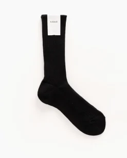 Cotton Cashmere Low Gauge Socks in Black