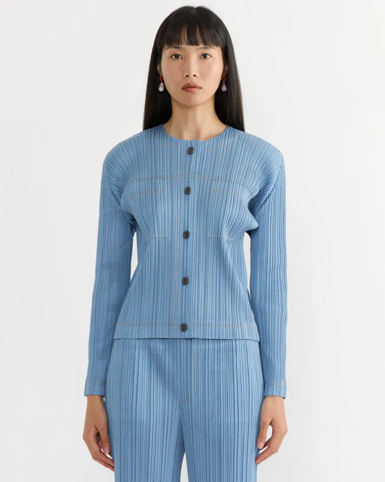 Cotton Denim Top in Light Blue