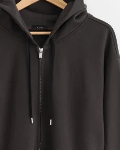 Cotton Fleece Hoodie in Iron Black