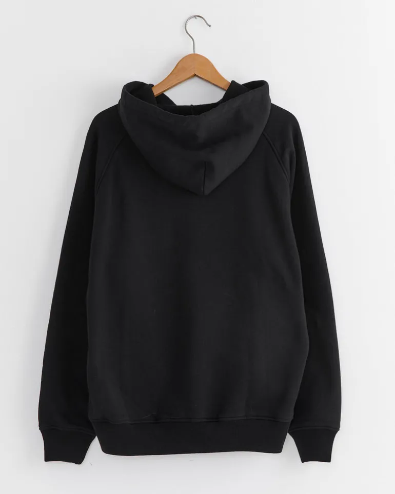 Cotton French Terry Zip Parka Hoodie in Black