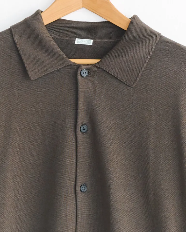 Cotton Knit Collar Cardigan in Olive