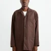 Cotton Silk Moleskin Jacket in Brown