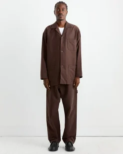 Cotton Silk Moleskin Jacket in Brown