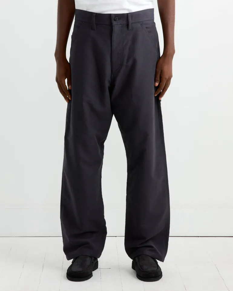 Cotton Silk Moleskin Pant in Navy