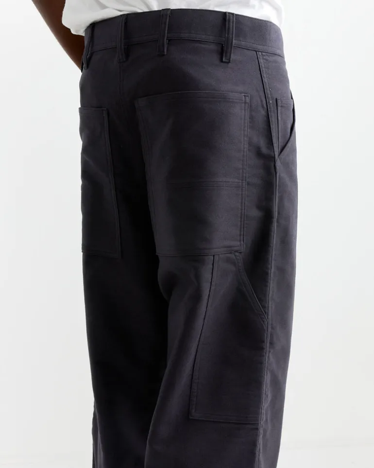 Cotton Silk Moleskin Pant in Navy