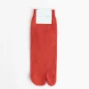 Cotton Tabi Short Crew Socks in Poppy Red