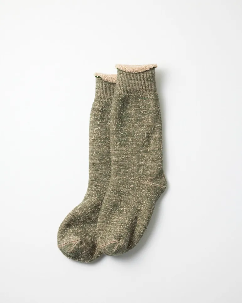1001 Crew Socks in Green/Brown