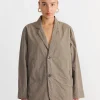 Crinkled Blazer in Mud