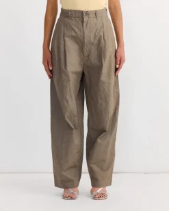 Crinkled Wide Trouser in Mud