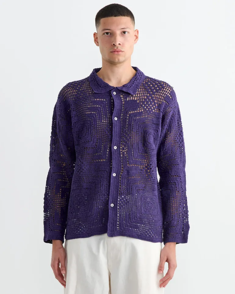 Crochet Overshirt in Purple