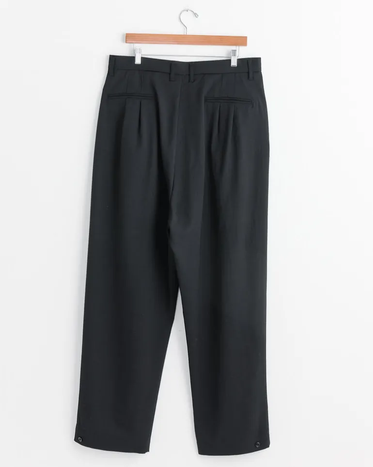 Drawstring Pleated Pant in Black