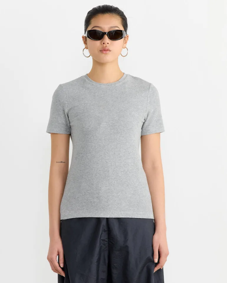 Dry Loop Terry Baby Tee in Heather Grey