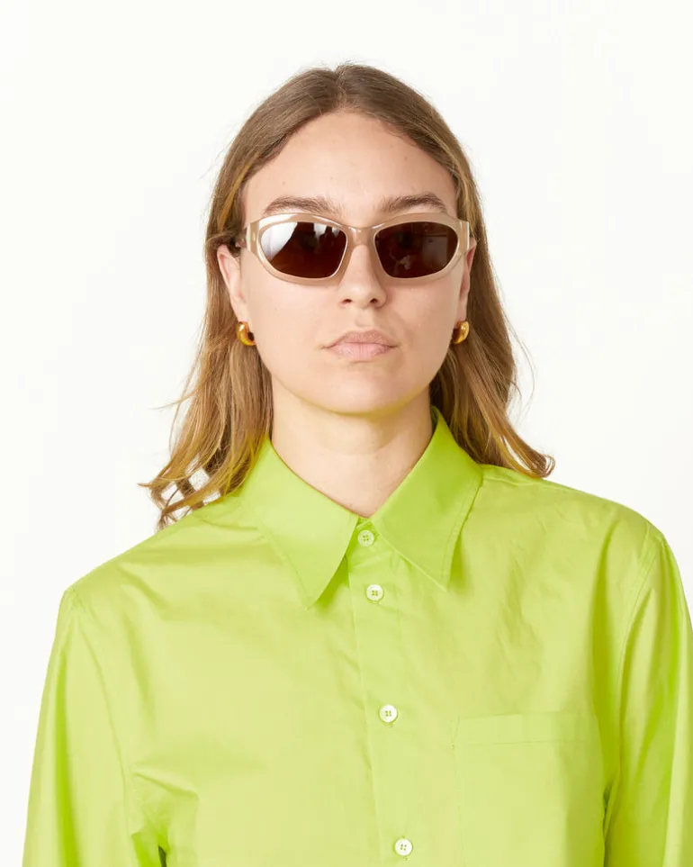 DVN x Linda Farrow Sunglasses in C3 Taupe/Silver/Brown