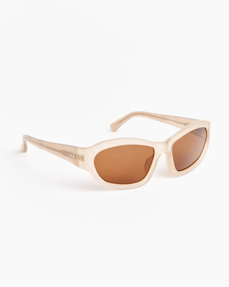 DVN x Linda Farrow Sunglasses in C3 Taupe/Silver/Brown