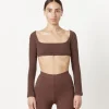 El Tigre Chiquito Long Sleeve Crop Top in Chocolate