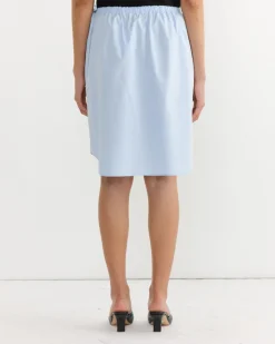 Embelished Poplin Skirt in Light Blue