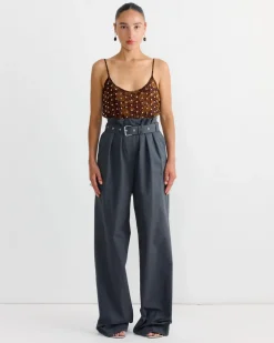 Embellished Tank Top in Dark Brown