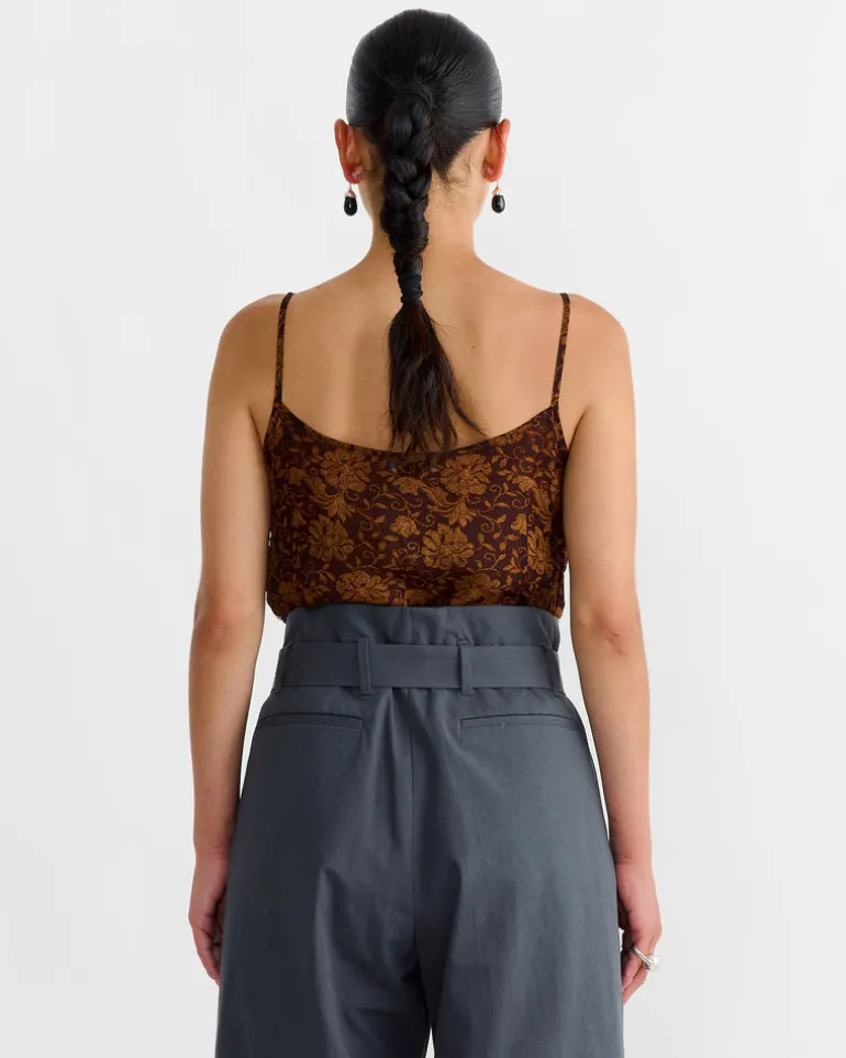 Embellished Tank Top in Dark Brown